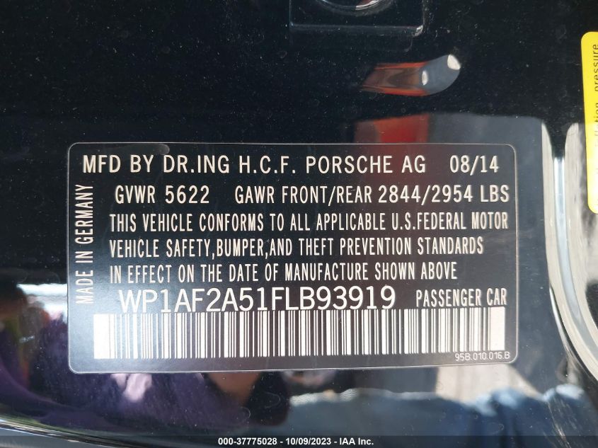 2015 PORSCHE MACAN TURBO - WP1AF2A51FLB93919
