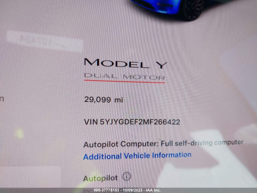 5YJYGDEF2MF266422 Tesla Model Y   7