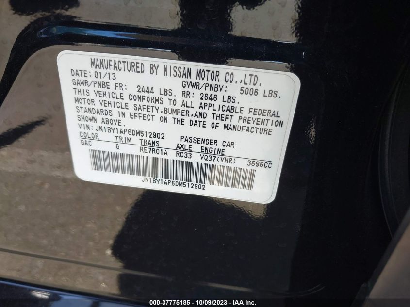 2013 INFINITI M37 JN1BY1AP6DM512902