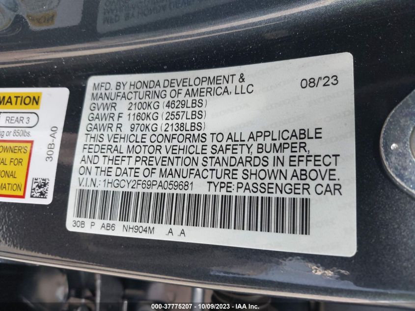 1HGCY2F69PA059681 Honda Accord Hybrid EX-L 9