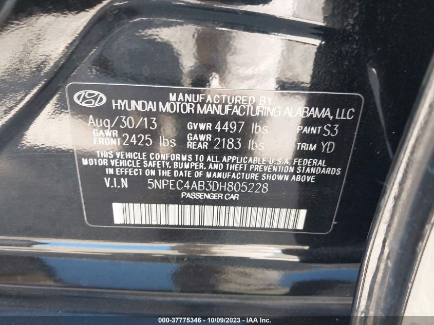 2013 HYUNDAI SONATA LIMITED - 5NPEC4AB3DH805228