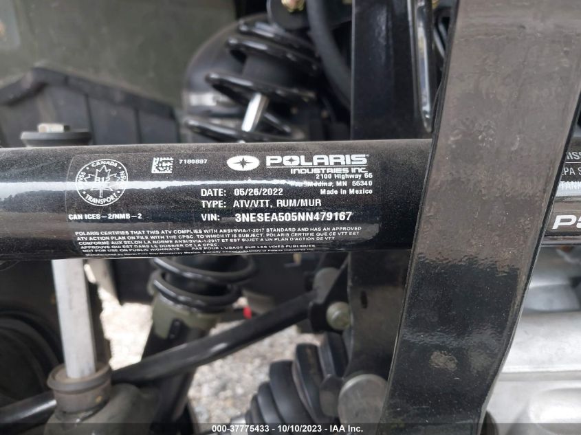 2022 POLARIS SPORTSMAN 400 HO - 3NESEA505NN479167