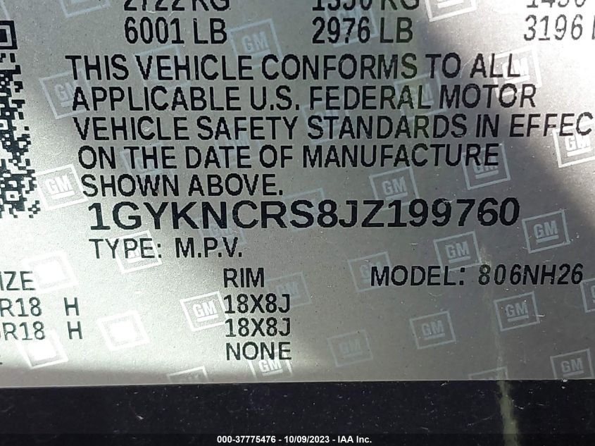 2018 CADILLAC XT5 LUXURY FWD - 1GYKNCRS8JZ199760