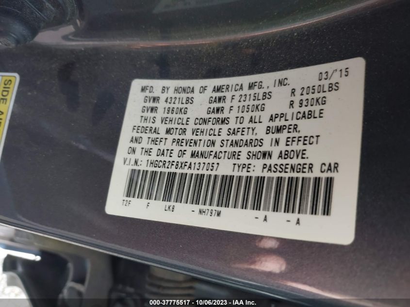 2015 HONDA ACCORD EX-L - 1HGCR2F8XFA137057