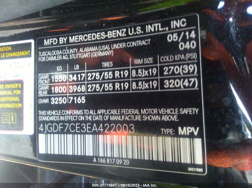 2014 MERCEDES-BENZ GL-CLASS GL 450 - 4JGDF7CE3EA422003