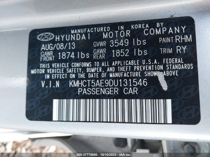 2013 HYUNDAI ACCENT GLS/GS - KMHCT5AE9DU131546