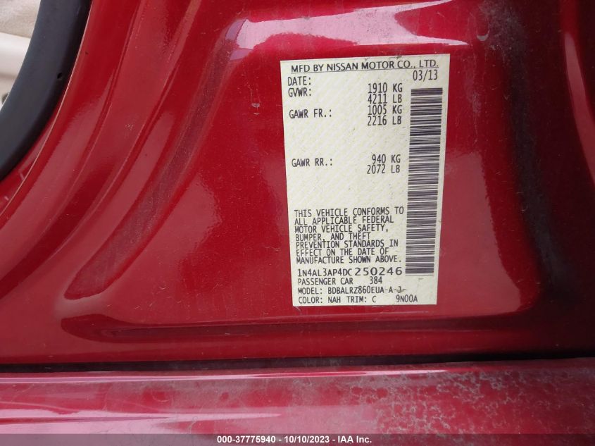 2013 NISSAN ALTIMA 2.5 S - 1N4AL3AP4DC250246