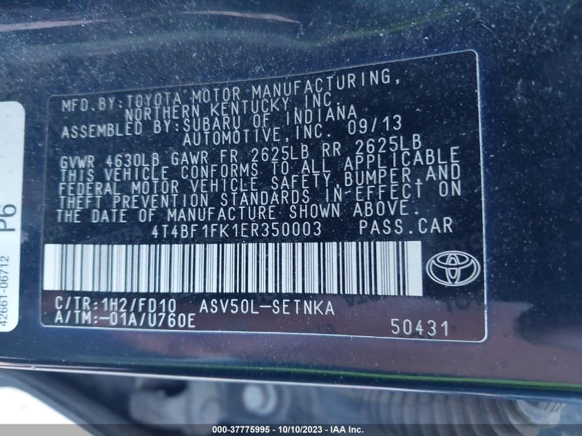 2014 TOYOTA CAMRY L/SE/LE/XLE - 4T4BF1FK1ER350003
