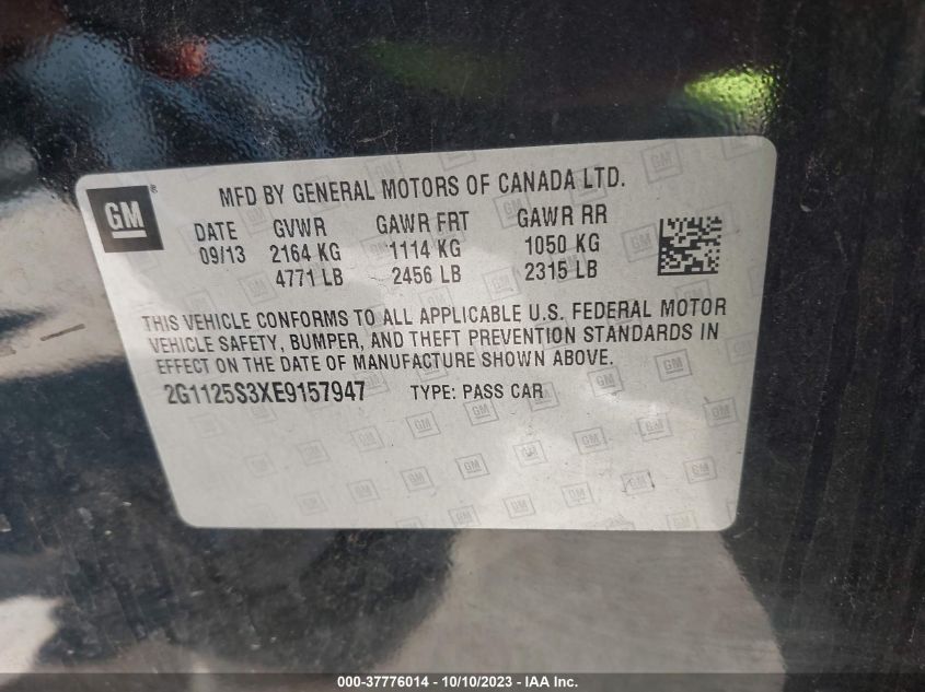 2014 CHEVROLET IMPALA LT - 2G1125S3XE9157947