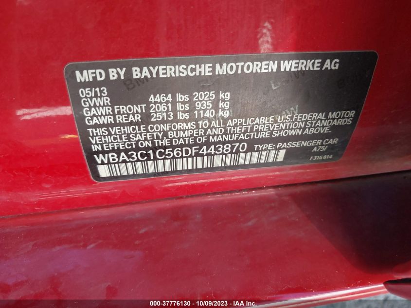 2013 BMW 328I - WBA3C1C56DF443870