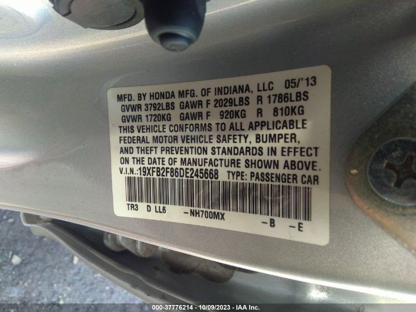 2013 HONDA CIVIC EX - 19XFB2F86DE245668