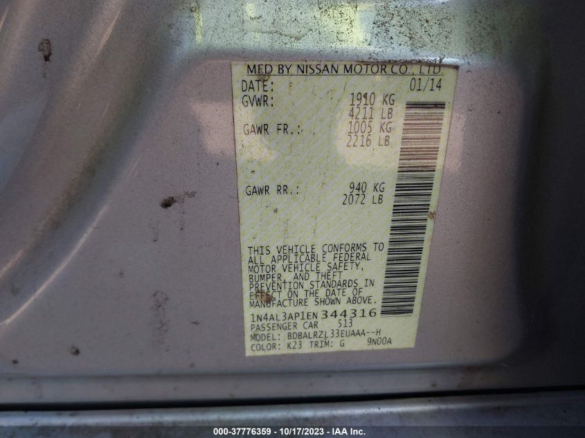 2014 NISSAN ALTIMA 2.5 S - 1N4AL3AP1EN344316