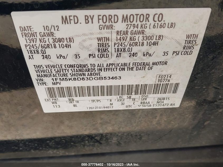 2014 FORD EXPLORER - LFMSKPBP3DGB53463