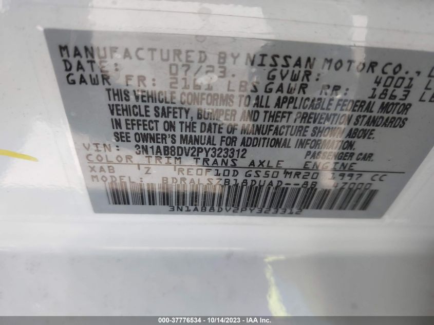 2023 NISSAN SENTRA SR - 3N1AB8DV2PY323312