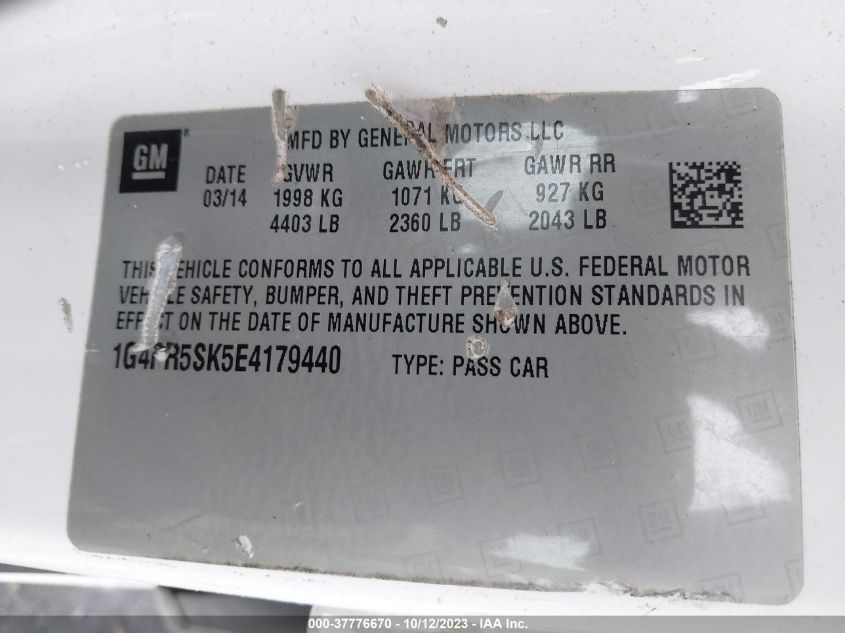 2014 BUICK VERANO CONVENIENCE GROUP - 1G4PR5SK5E4179440
