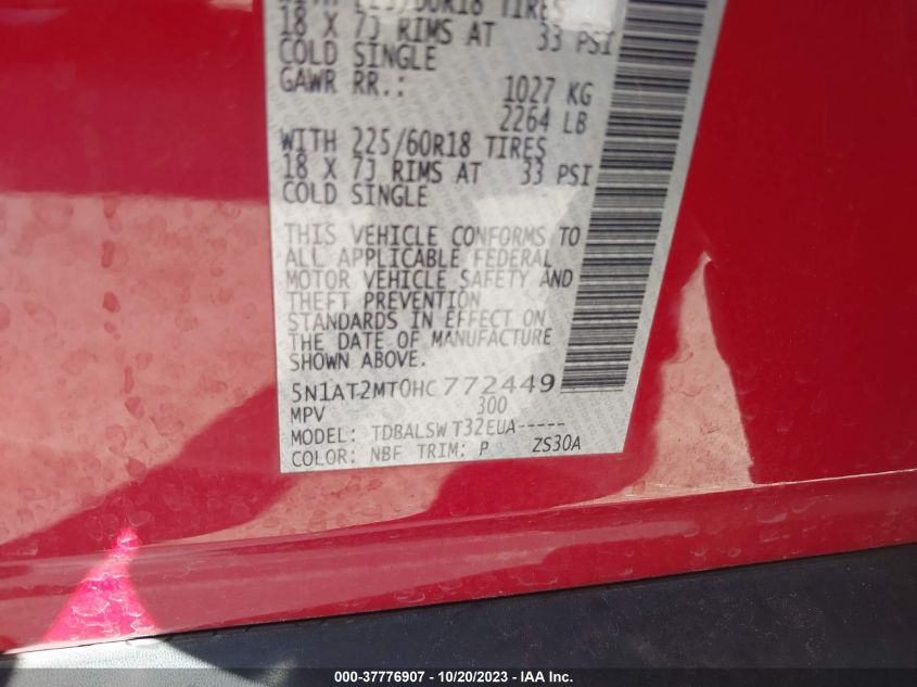 2017 NISSAN ROGUE SL - 5N1AT2MT0HC772449
