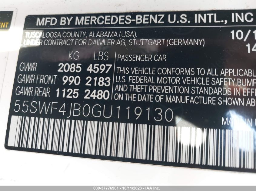 2016 MERCEDES-BENZ C-CLASS C 300 - 55SWF4JB0GU119130
