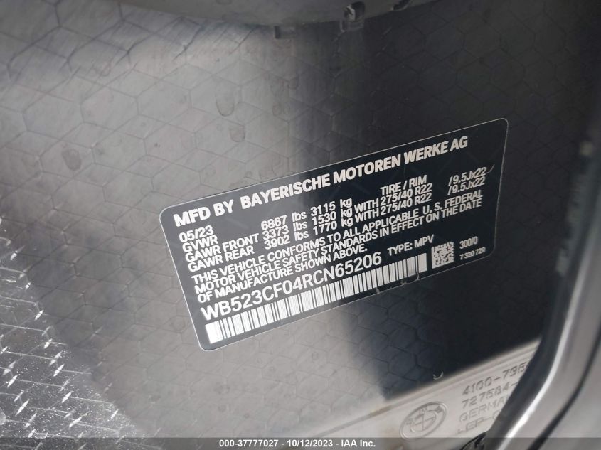 2024 BMW IX XDRIVE50 WB523CF04RCN65206