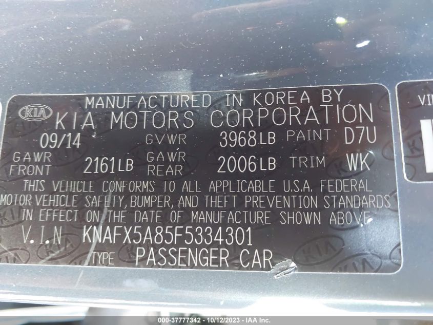 2015 KIA FORTE 5-DOOR EX - KNAFX5A85F5334301