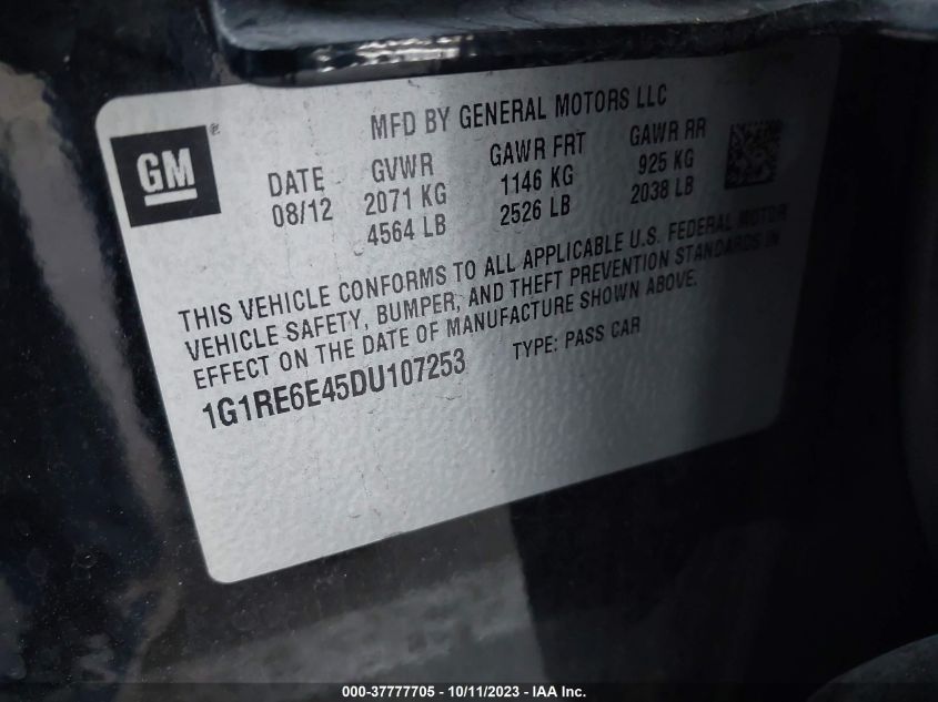 2013 CHEVROLET VOLT - 1G1RE6E45DU107253