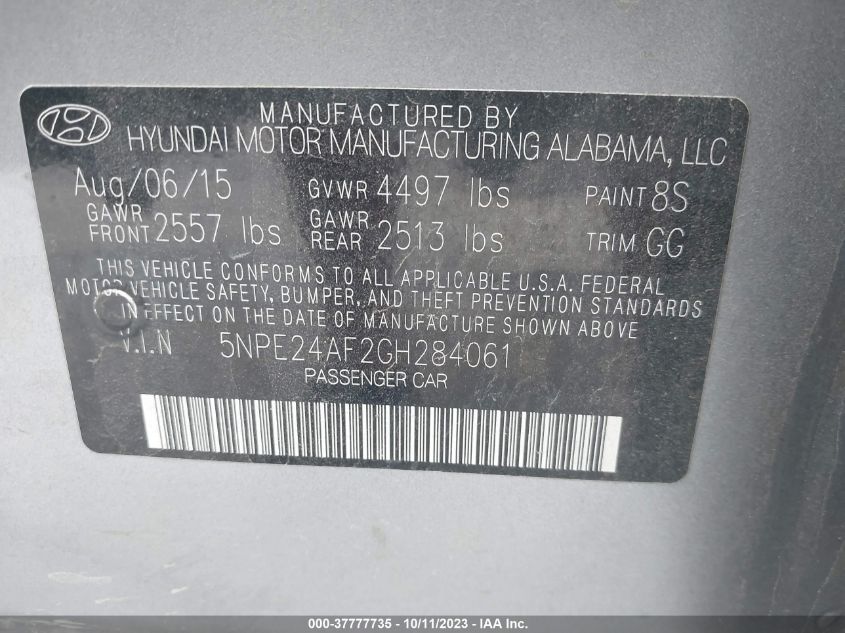 2016 HYUNDAI SONATA 2.4L SE - 5NPE24AF2GH284061