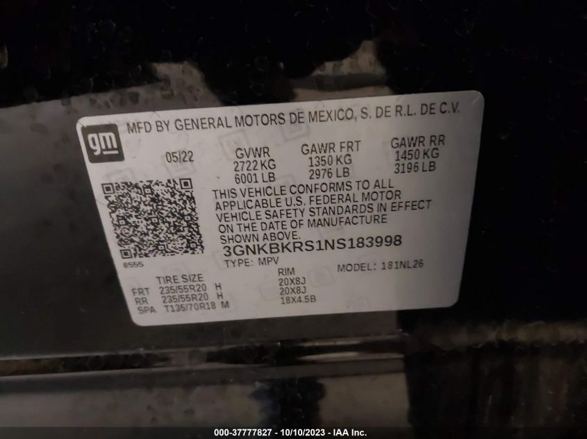 2022 CHEVROLET BLAZER - 00036NKBKRSL83998