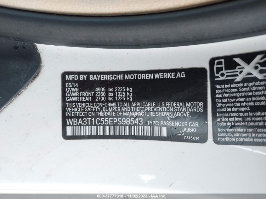 2014 BMW 4 SERIES 428I XDRIVE WBA3T1C55EPS98543