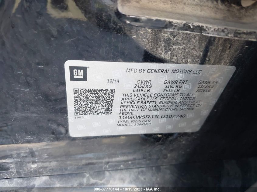2020 CADILLAC CT6-V 1G6KW5RJ3LU107740