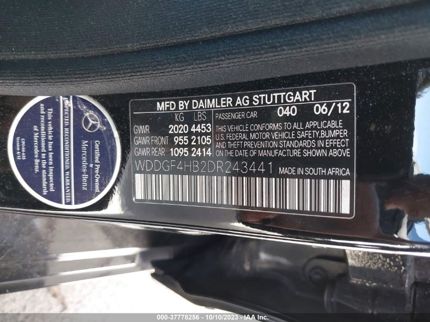 2013 MERCEDES-BENZ C-CLASS C 250 - WDDGF4HB2DR243441