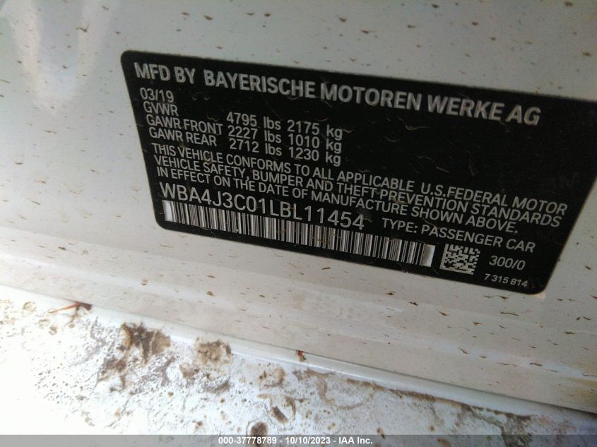 WBA4J3C01LBL11454 BMW 4 Series 430I XDRIVE 9