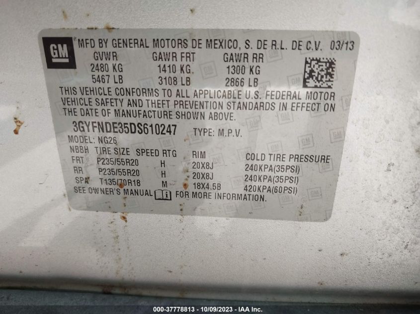 2013 CADILLAC SRX PERFORMANCE COLLECTION - 3GYFNDE35DS610247