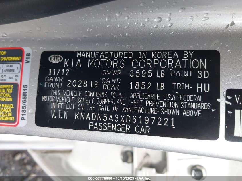 2013 KIA RIO EX - KNADN5A3XD6197221