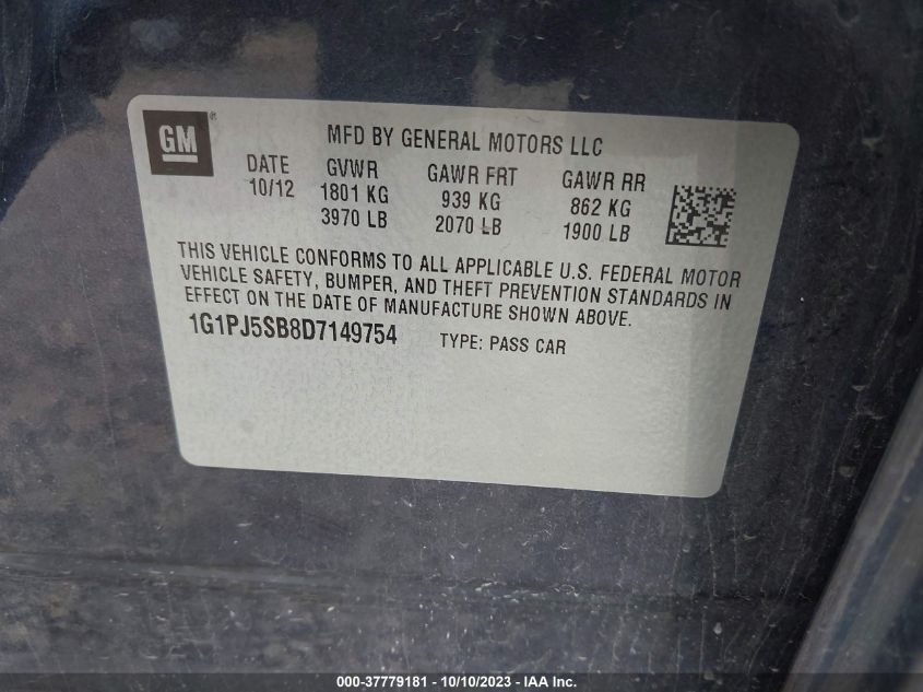 2013 CHEVROLET CRUZE ECO - 1G1PJ5SB8D7149754