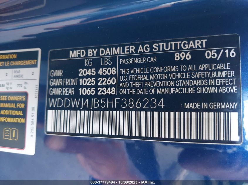 WDDWJ4JB5HF386234 2017 MERCEDES-BENZ C-CLASS, photo no. 9