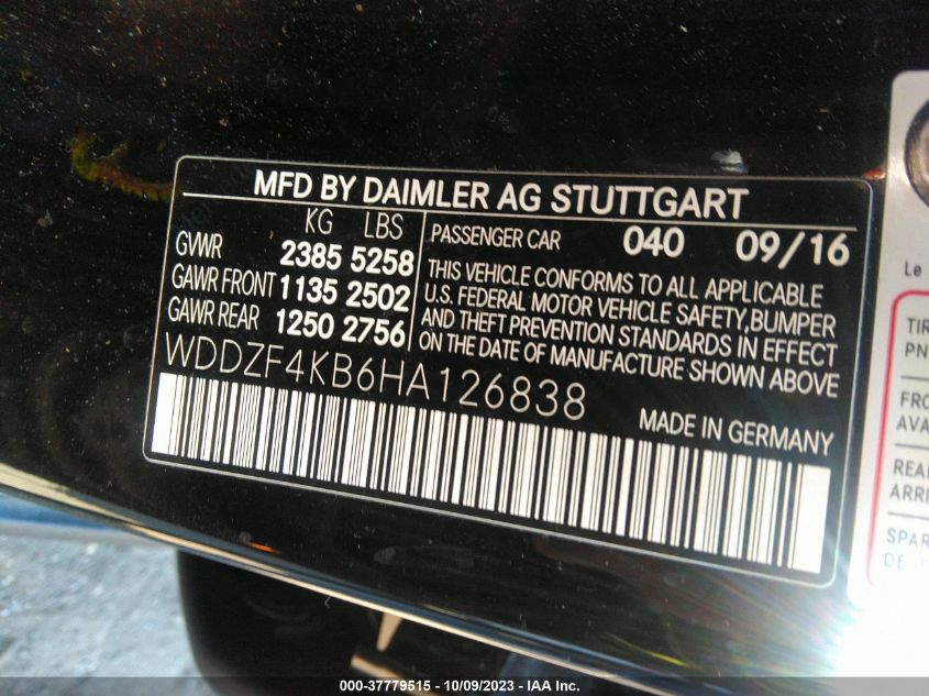 2017 MERCEDES-BENZ E 300 4MATIC WDDZF4KB6HA126838