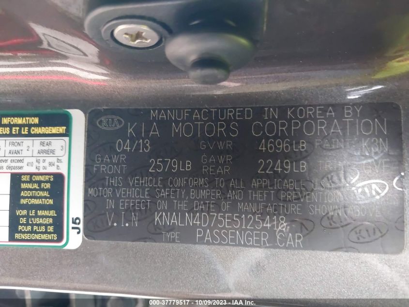 2014 KIA CADENZA PREMIUM KNALN4D75E5125418