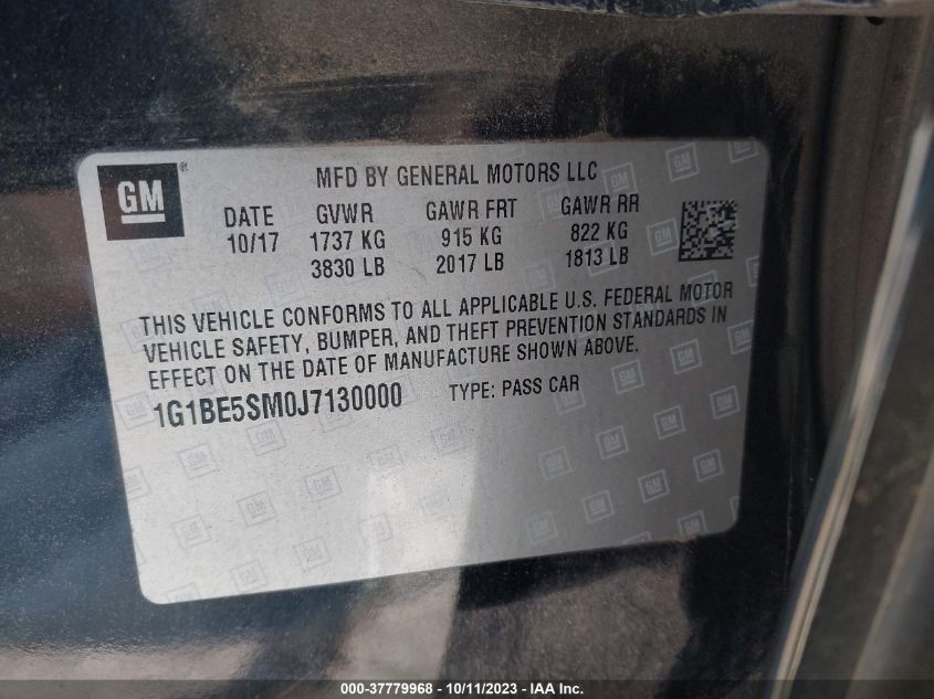 2018 CHEVROLET CRUZE LT - 1G1BE5SM0J7130000
