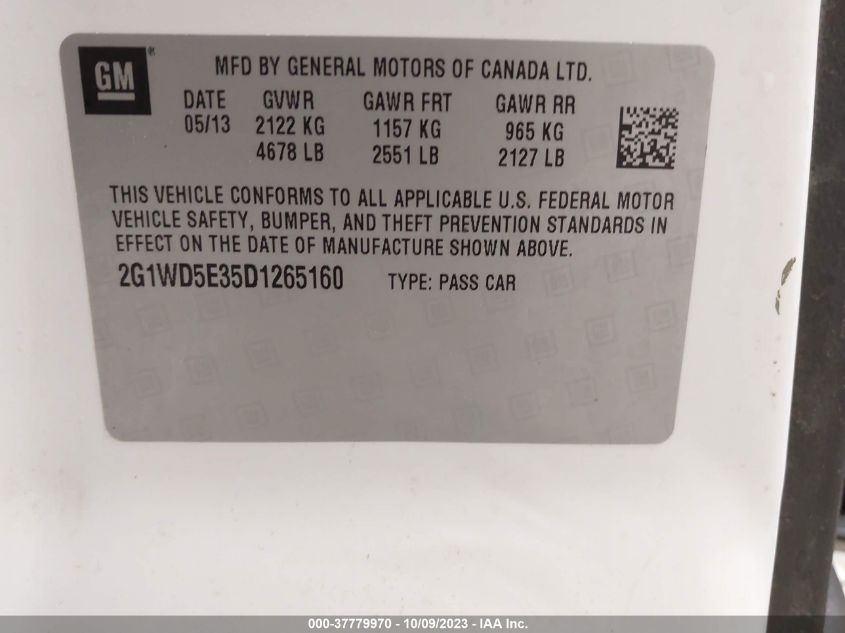 2013 CHEVROLET IMPALA POLICE 2G1WD5E35D1265160