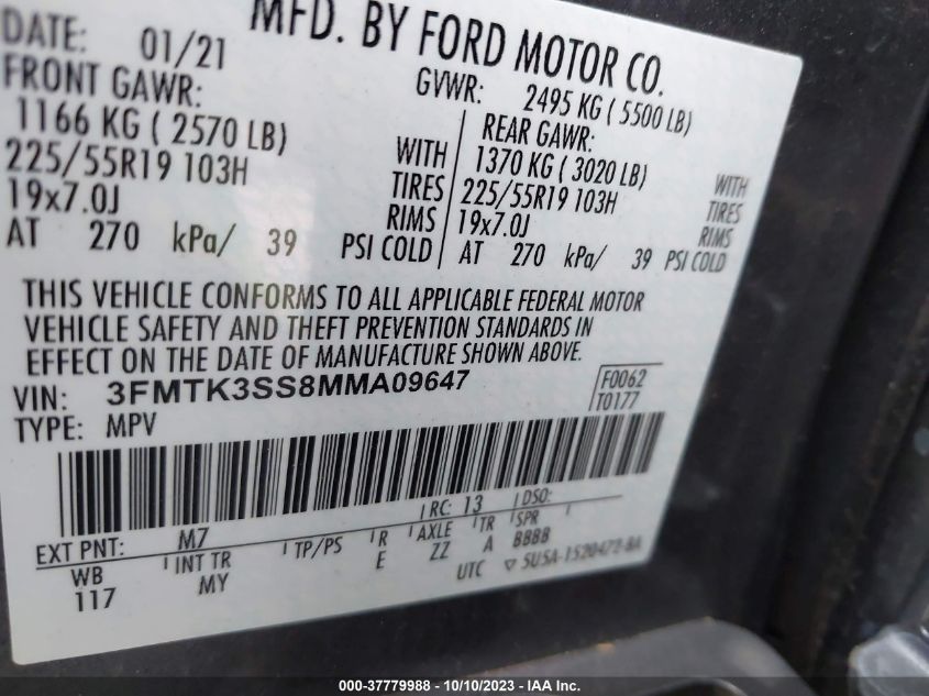 2021 FORD MUSTANG MACH-E PREMIUM 3FMTK3SS8MMA09647