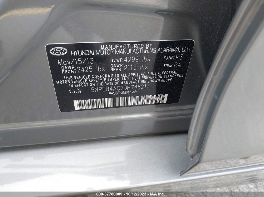 2013 HYUNDAI SONATA GLS - 5NPEB4AC2DH748211