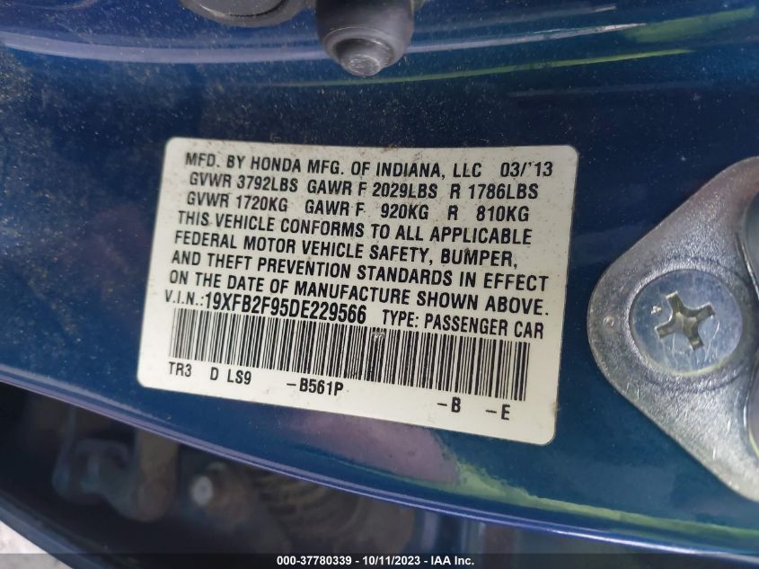 2013 HONDA CIVIC SDN EX-L - 19XFB2F95DE229566
