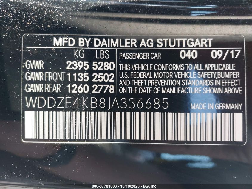 2018 MERCEDES-BENZ E-CLASS E 300 - WDDZF4KB8JA336685