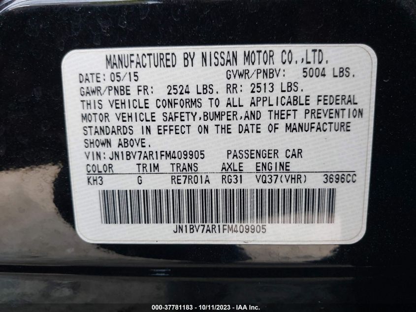 2015 INFINITI Q50 PREMIUM - JN1BV7AR1FM409905