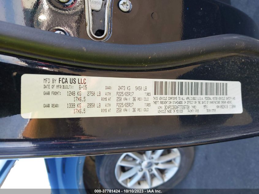 2015 DODGE JOURNEY SXT - 3C4PDCBGXFT726720