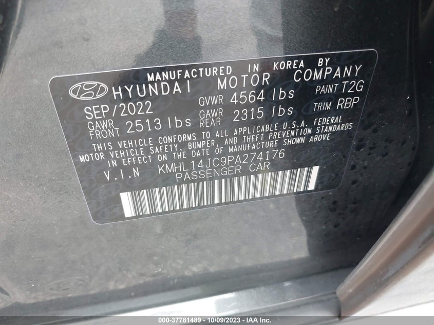 VIN KMHL14JC9PA274176 2023 HYUNDAI SONATA N LINE