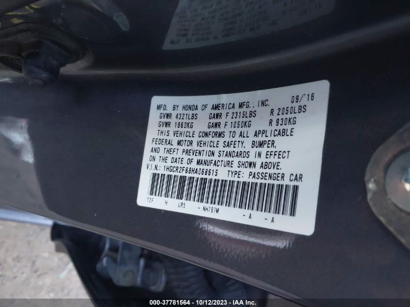 2017 HONDA ACCORD SEDAN EX-L - 1HGCR2F88HA068615