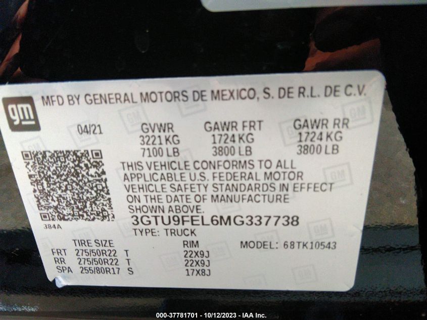 3GTU9FEL6MG337738 GMC Sierra 1500 DENALI 9