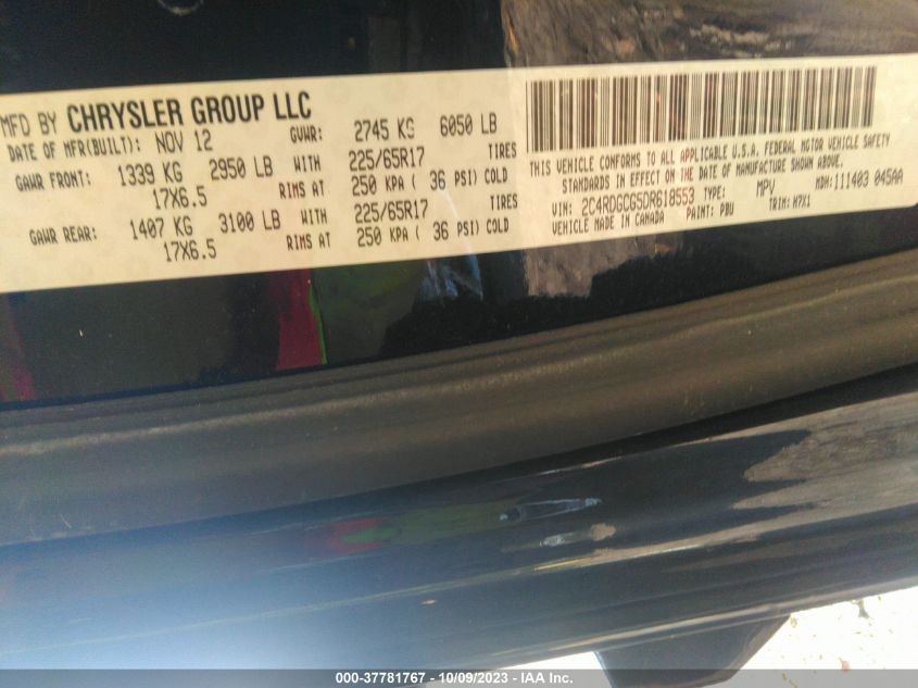 2013 DODGE GRAND CARAVAN SXT - 2C4RDGCG5DR618553