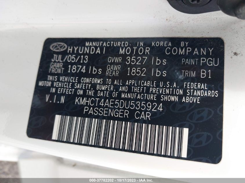 2013 HYUNDAI ACCENT GLS - KMHCT4AE5DU535924