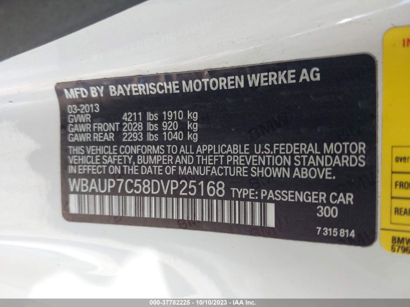 2013 BMW 1 SERIES 128I WBAUP7C58DVP25168